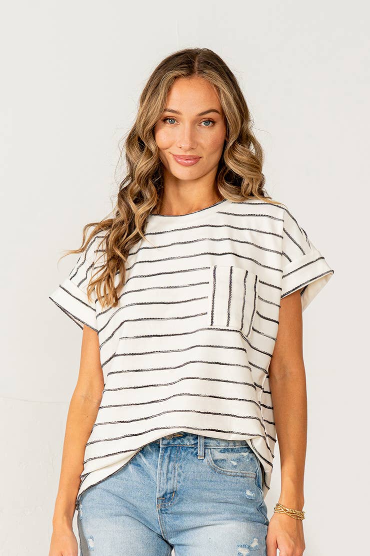 Striped Tee w Pocket