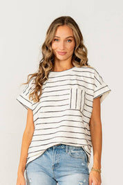 Striped Tee w Pocket