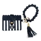Black Stripe Beaded Wristlet