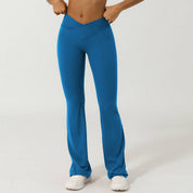 Women Sport V Cross Waist Tight Flare Yoga Dance Pants