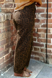 Clear Seam Detail Patchwork Leopard Print Jeans