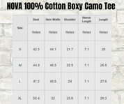 100% cotton camo boxy mother tee