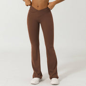 Women Sport V Cross Waist Tight Flare Yoga Dance Pants