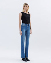 HIGH RISE MEDIUM DARK FULL LENGTH BOOTCUT JEANS F6081