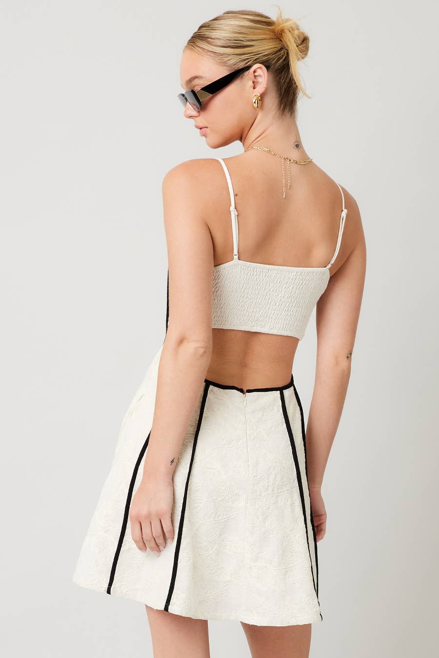 Embroidery Cut Out Back Dress