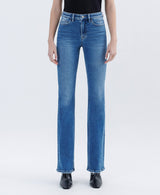 HIGH RISE MEDIUM DARK FULL LENGTH BOOTCUT JEANS F6081