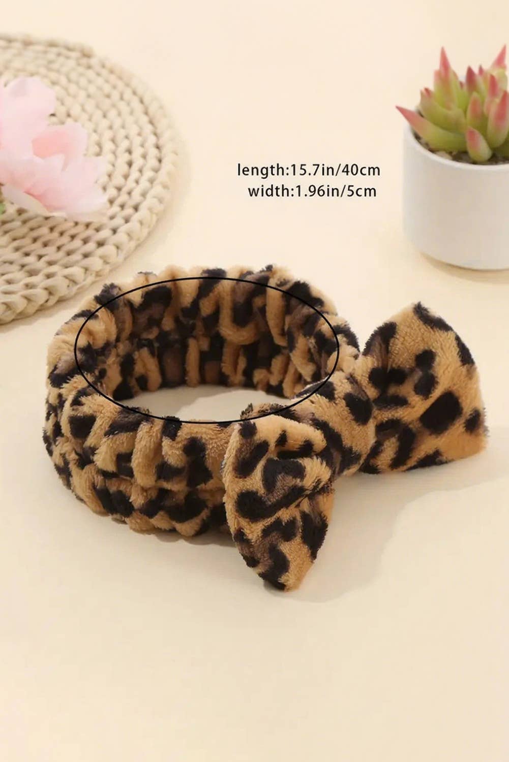 Leopard Print Bow Knot Wide Elastic Headband Gifts