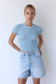 Blue Gingham Tee