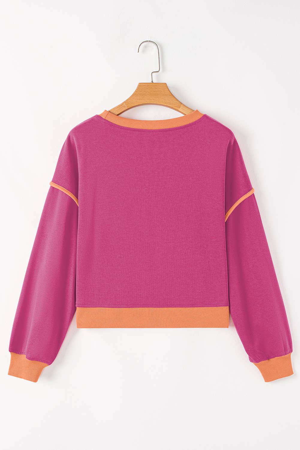 Color Contrast Loose Pullover and Lace-up Waist Skort Set
