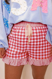 LDC Plaid Gingham Print Ruffled Shorts|S-4X