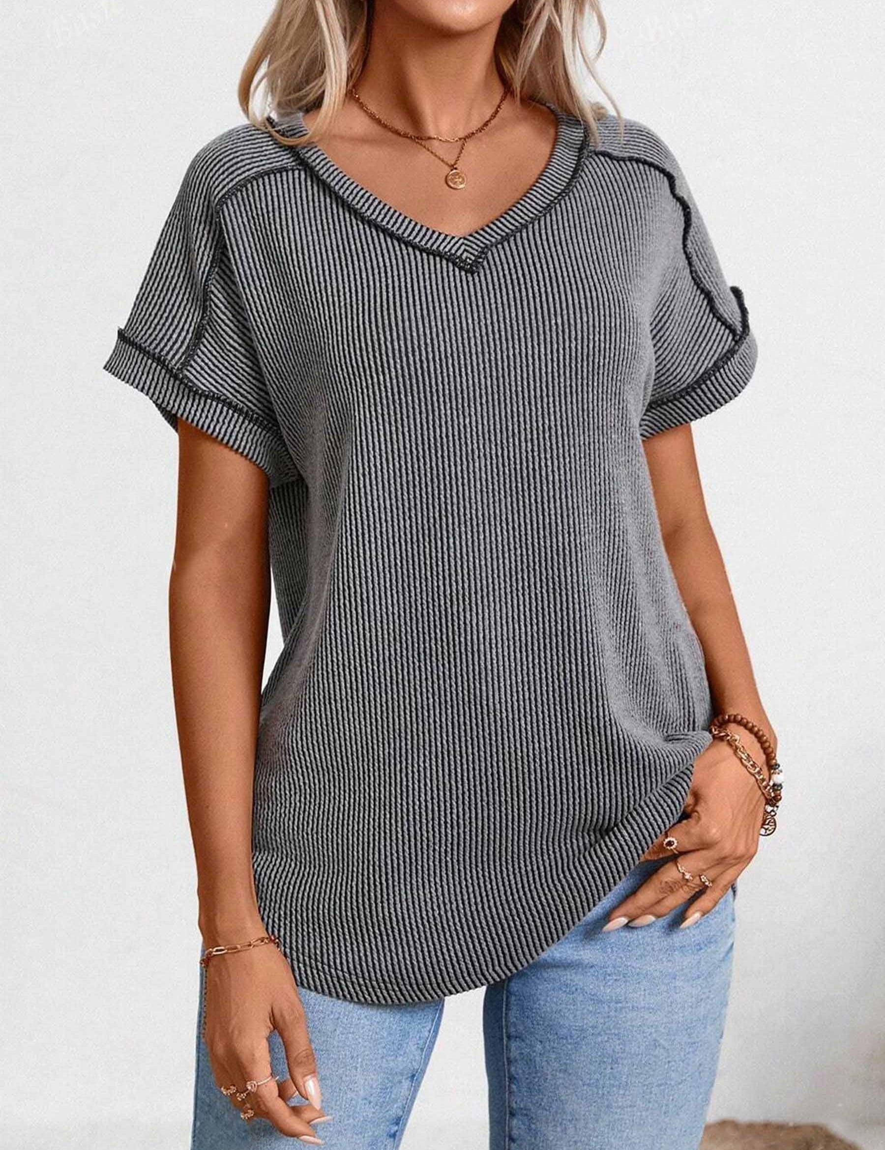 V-Neck Ribbed Tee