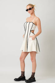 Embroidery Cut Out Back Dress