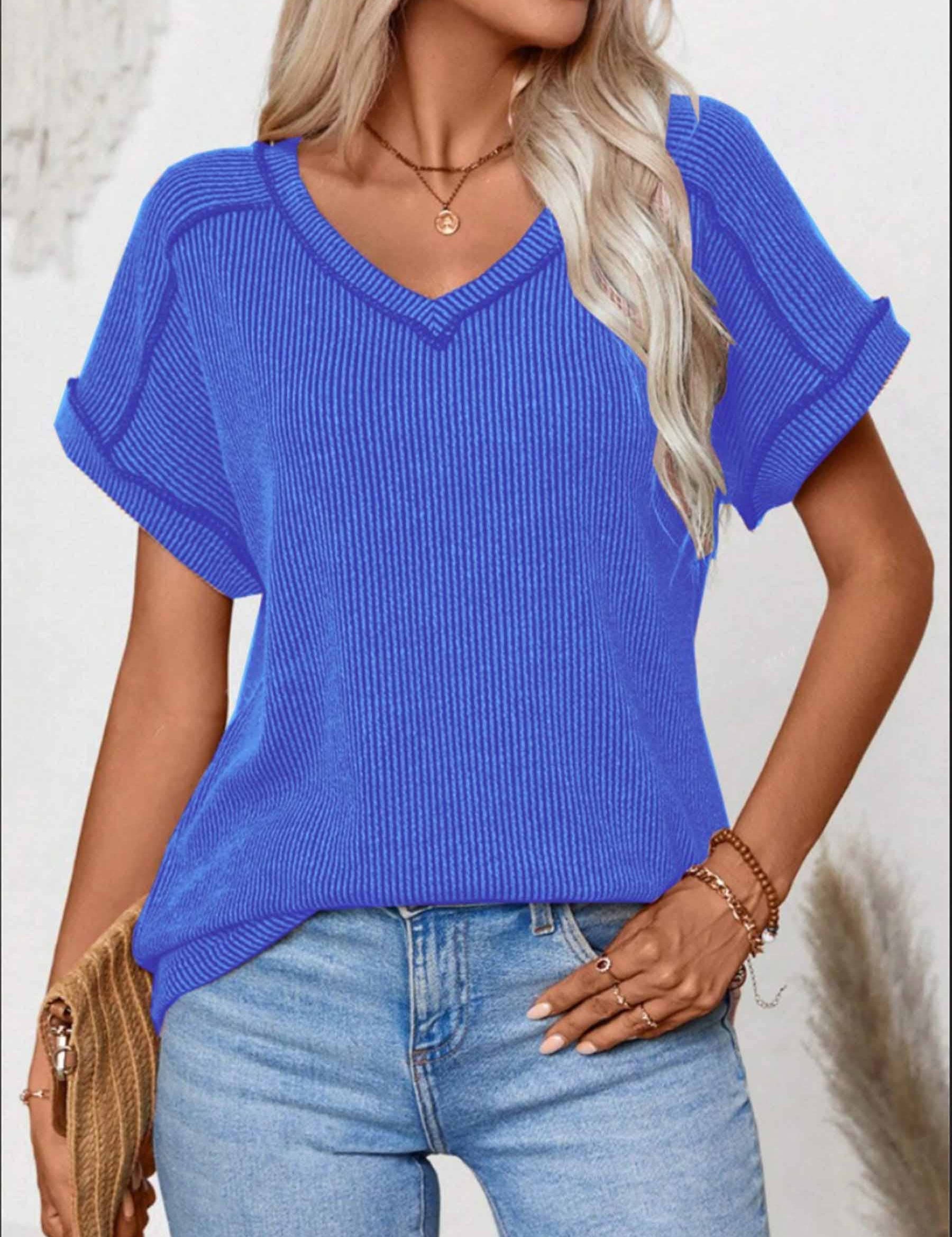 V-Neck Ribbed Tee