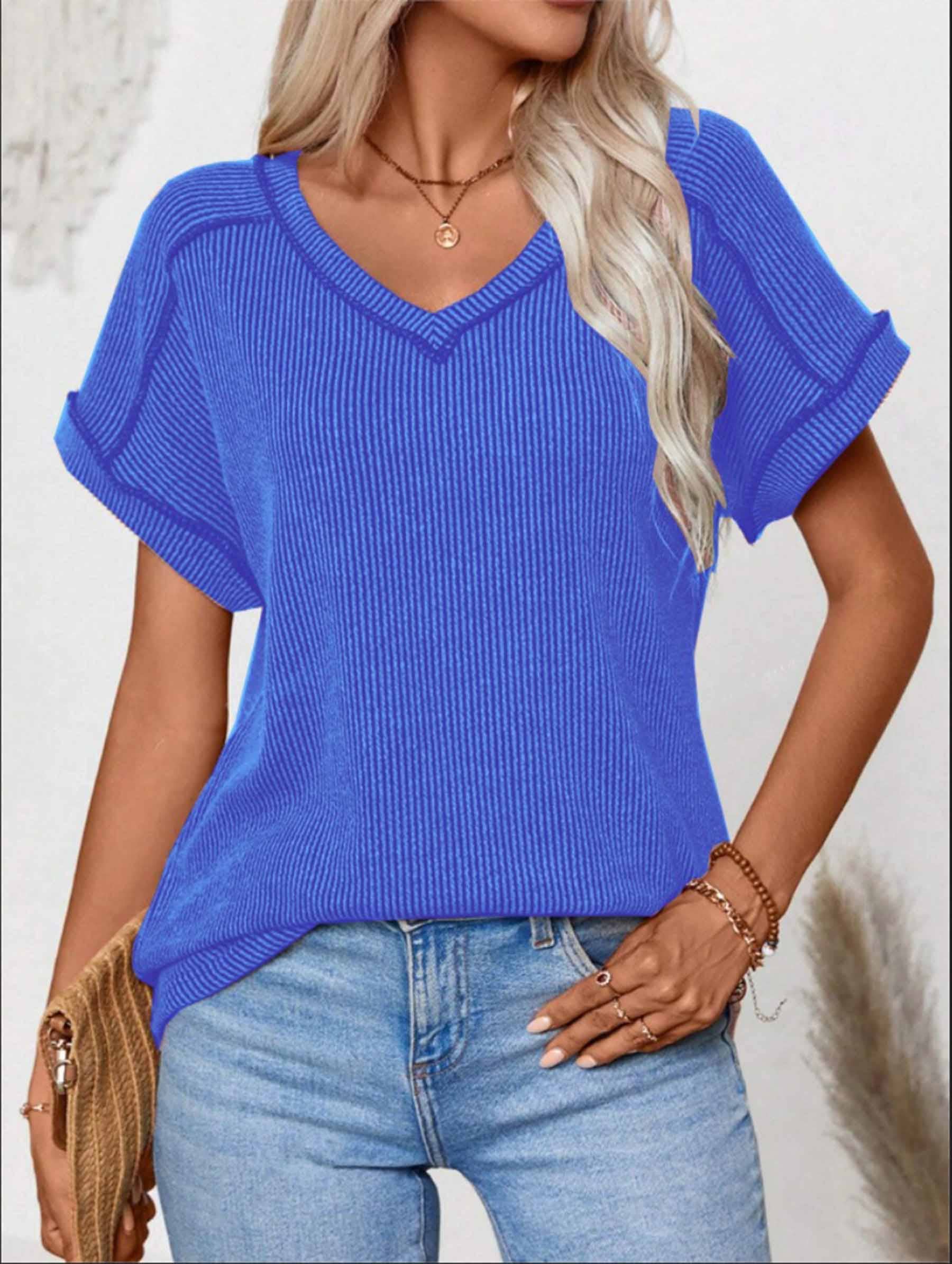 V-Neck Ribbed Tee