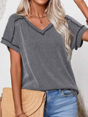 V-Neck Ribbed Tee