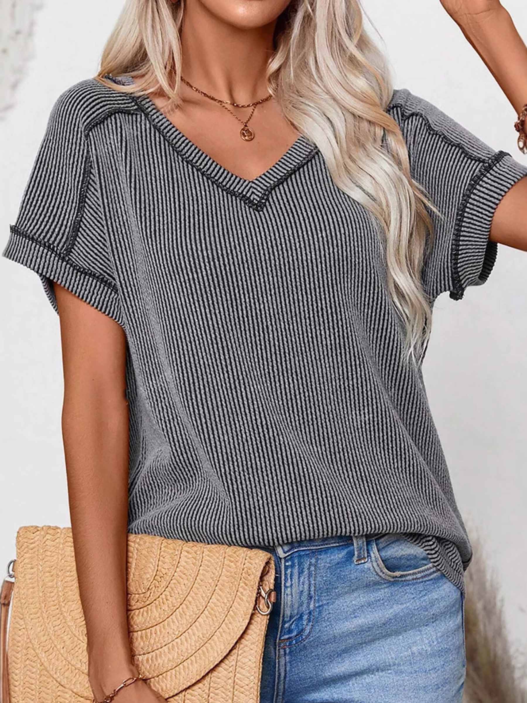 V-Neck Ribbed Tee
