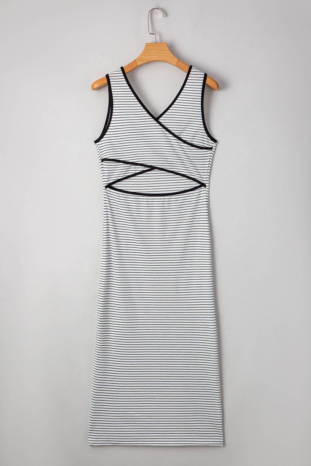 Stripe Criss Cross Midi Dress