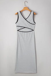 Stripe Criss Cross Midi Dress