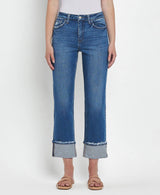 High Rise Dark Rinse Cuffed Jeans