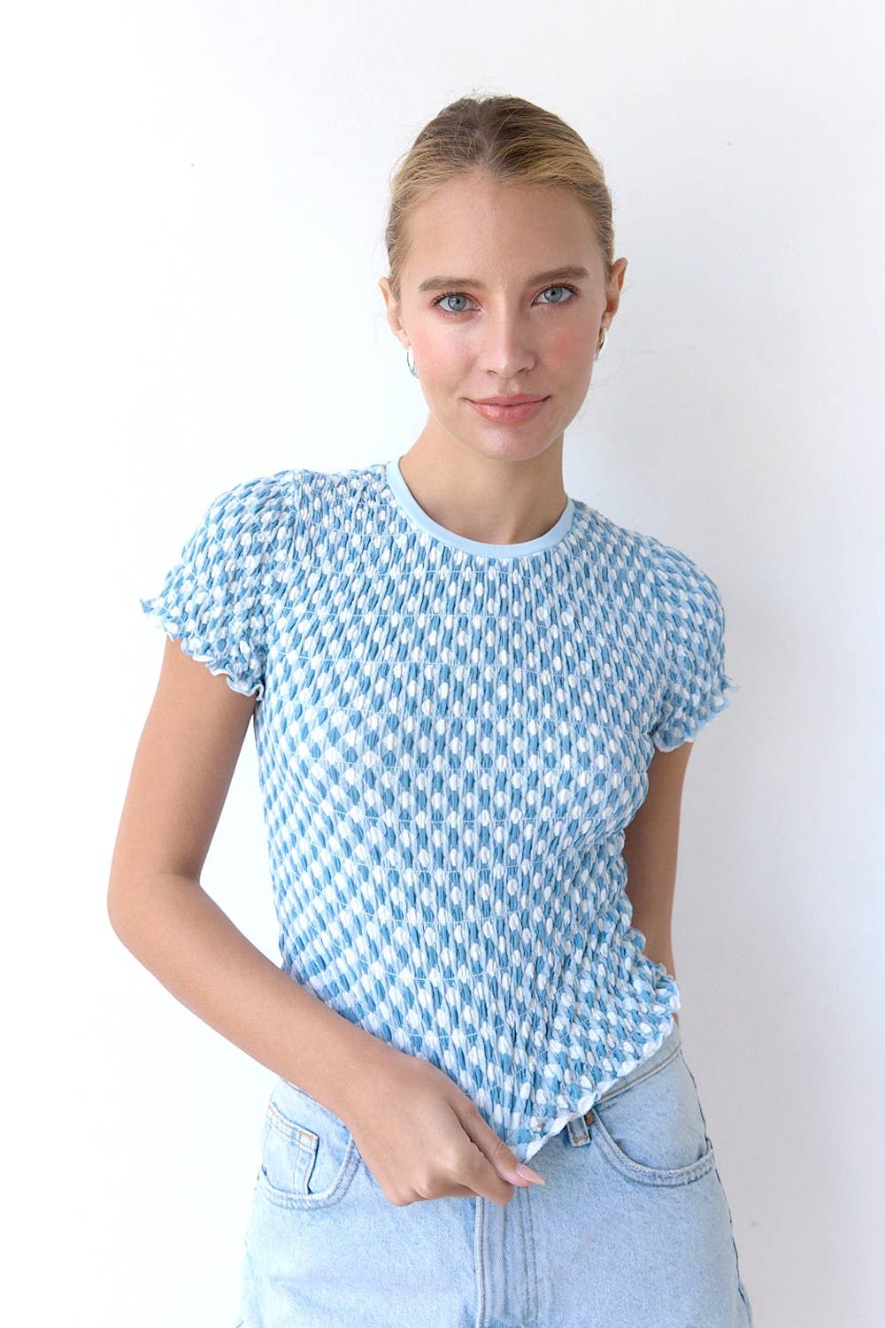 Blue Gingham Tee