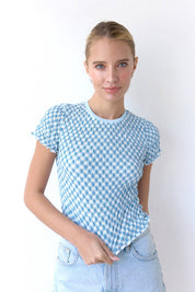 Blue Gingham Tee