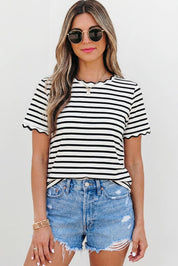 Stripe Scalloped Tee