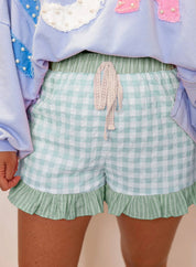 LDC Plaid Gingham Print Ruffled Shorts|S-4X