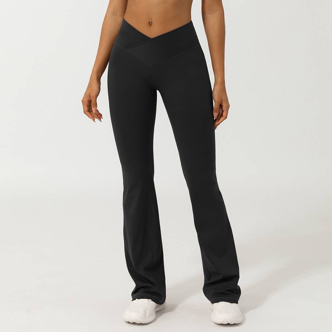 Women Sport V Cross Waist Tight Flare Yoga Dance Pants