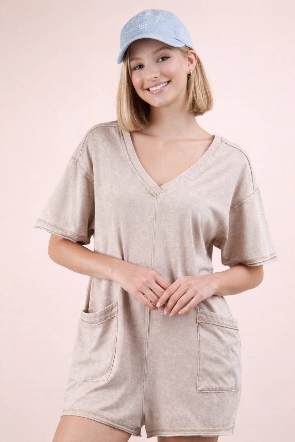 Mineral Washed Oversized Romper