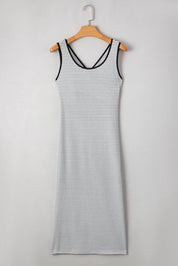 Stripe Criss Cross Midi Dress