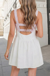 Gingham Contrast Patchwork 2pcs Mini Dress | S-XL