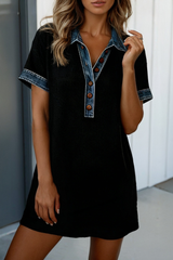 Black Knit Denim Dress
