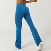 Women Sport V Cross Waist Tight Flare Yoga Dance Pants
