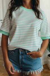 Stripe Colorblock Trim Short Sleeve Tee SS26 | S-XL