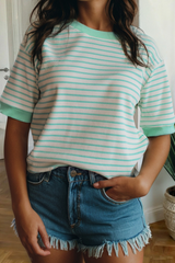 Stripe Colorblock Trim Short Sleeve Tee SS26 | S-XL