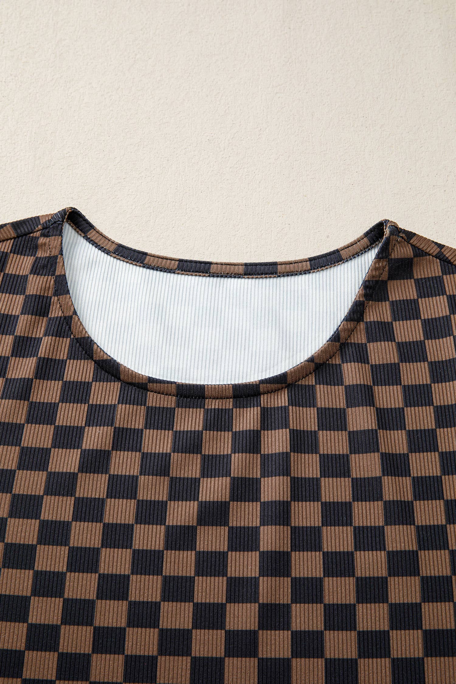 Checkerboard Round Neck Summer T Shirt (S-XL)