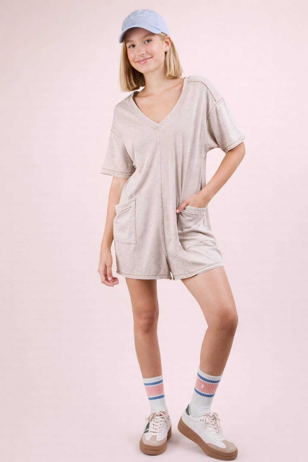Mineral Washed Oversized Romper