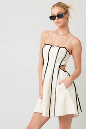 Embroidery Cut Out Back Dress