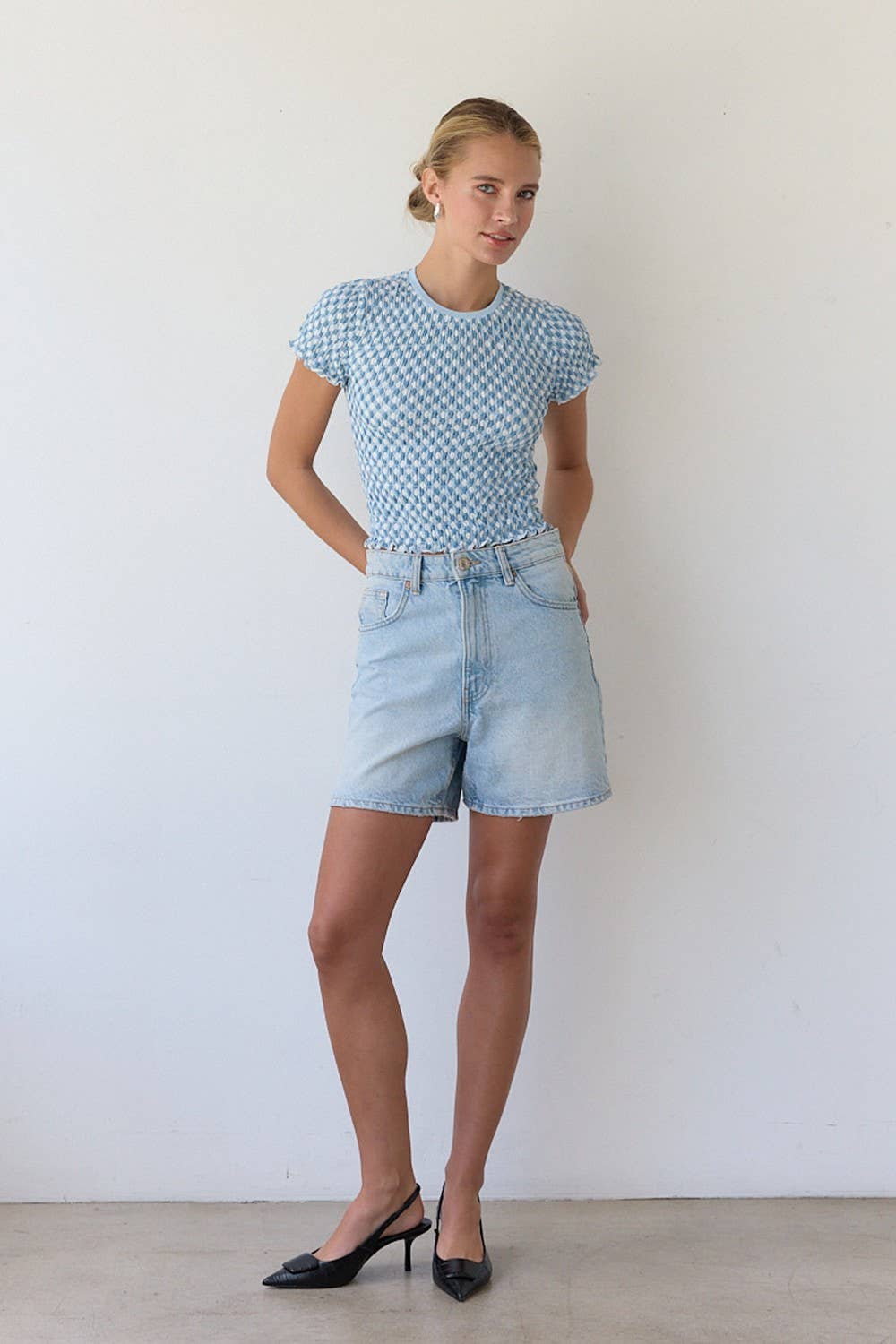 Blue Gingham Tee