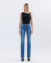 HIGH RISE MEDIUM DARK FULL LENGTH BOOTCUT JEANS F6081
