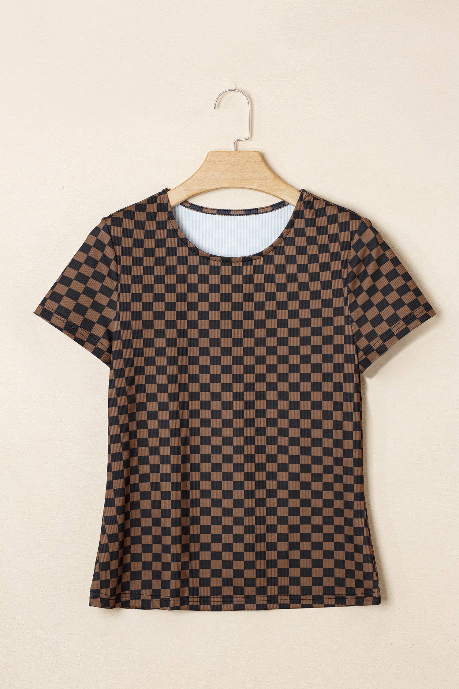 Checkerboard Round Neck Summer T Shirt (S-XL)