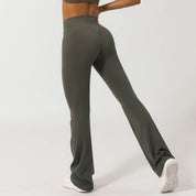 Women Sport V Cross Waist Tight Flare Yoga Dance Pants