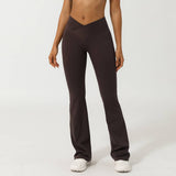 Women Sport V Cross Waist Tight Flare Yoga Dance Pants