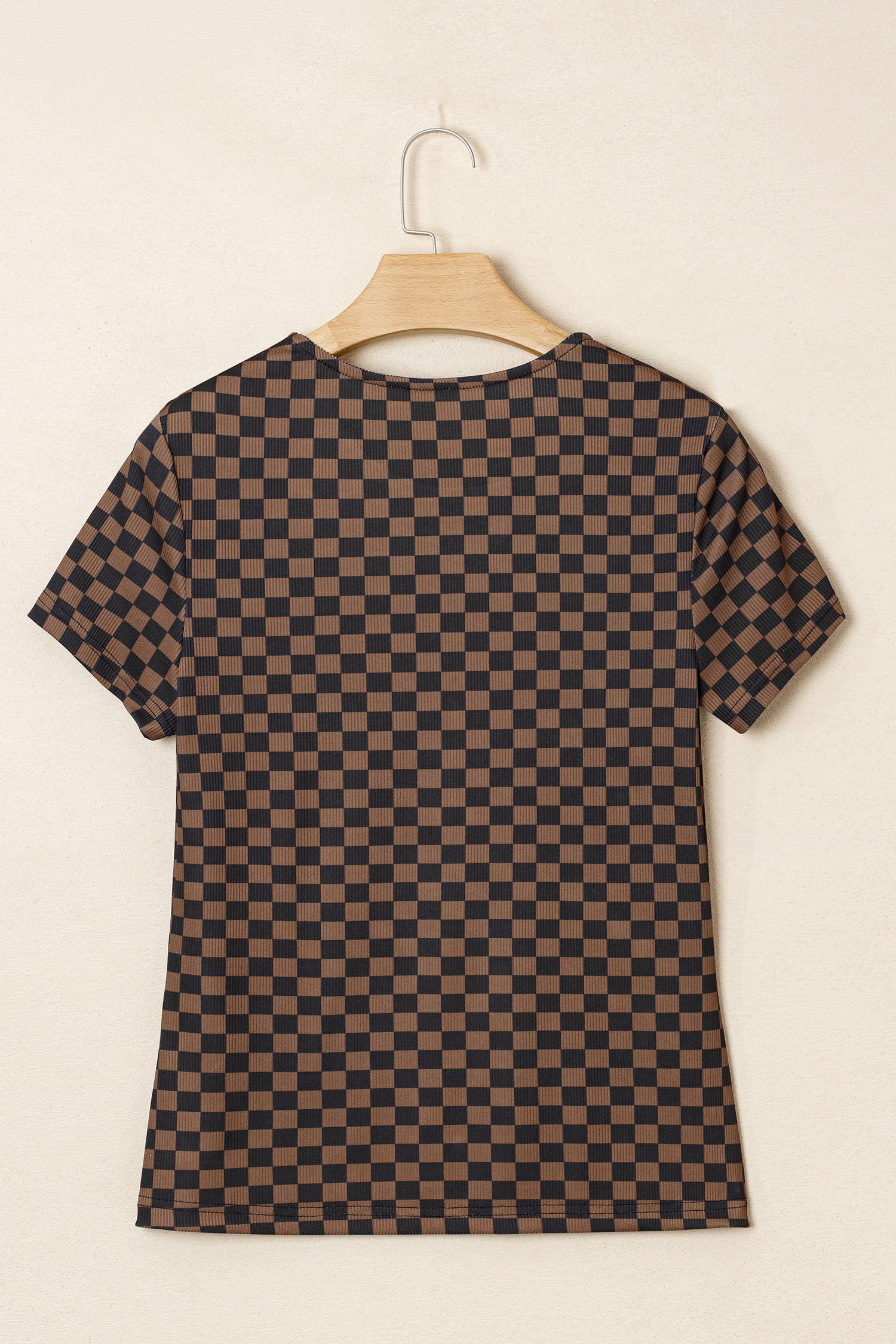 Checkerboard Round Neck Summer T Shirt (S-XL)