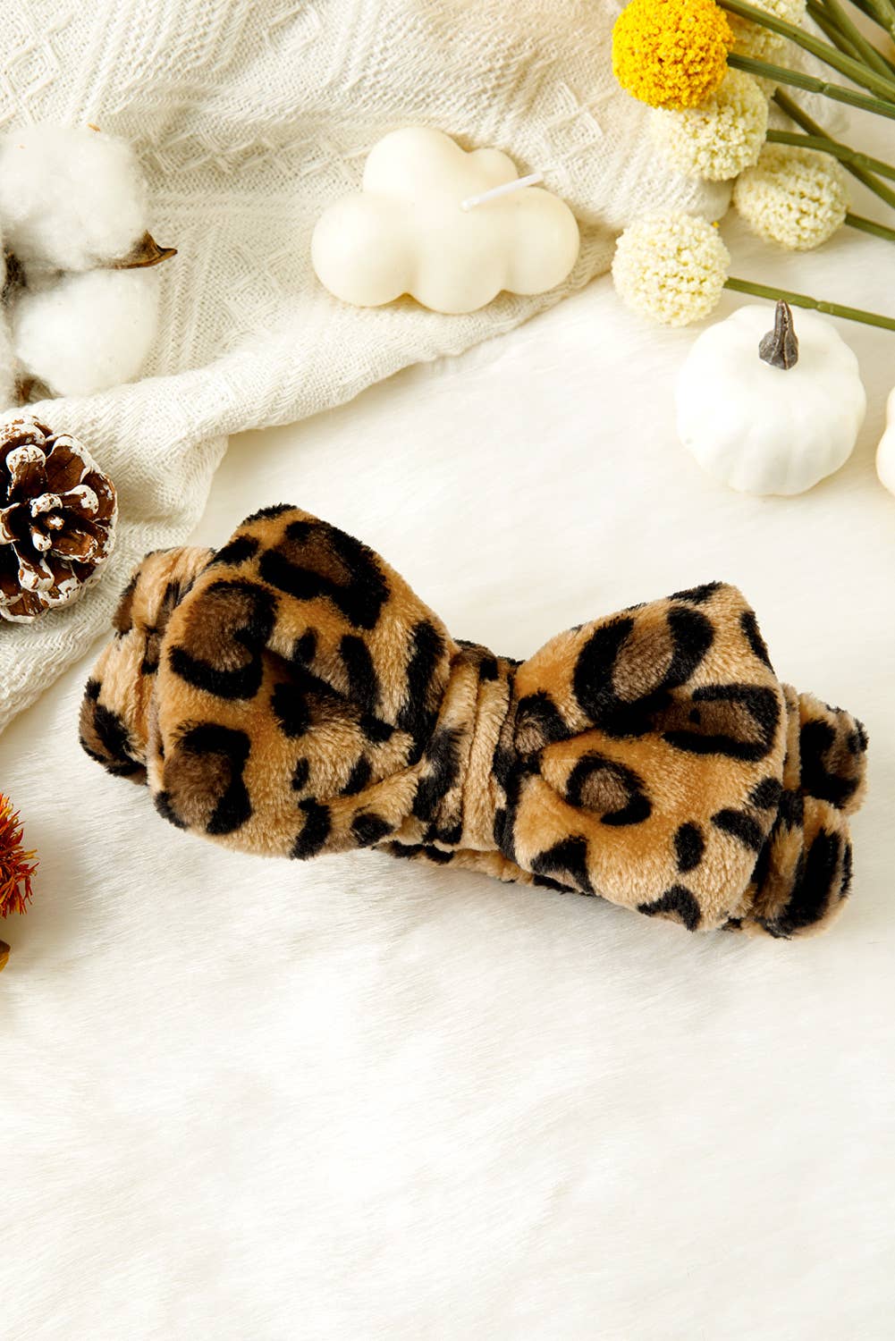 Leopard Print Bow Knot Wide Elastic Headband Gifts