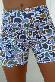 LAS-LIVE Abstract Camo Printed Seam Biker Shorts (S-XL)